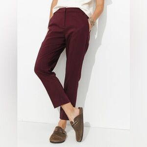 White Top and Burgundy Pants Outfit